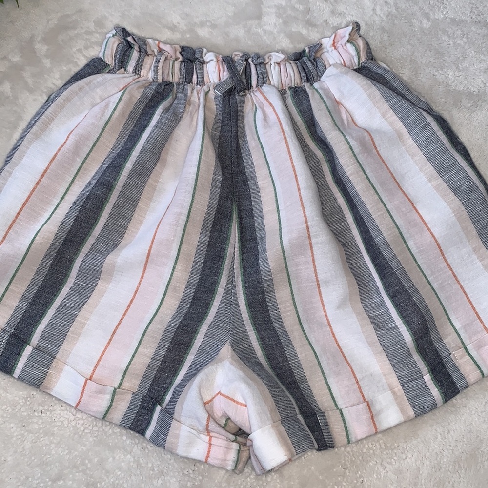 American Eagle XS Striped Elastic Waist Shorts EUC Pink Blue White Green - Picture 6 of 11